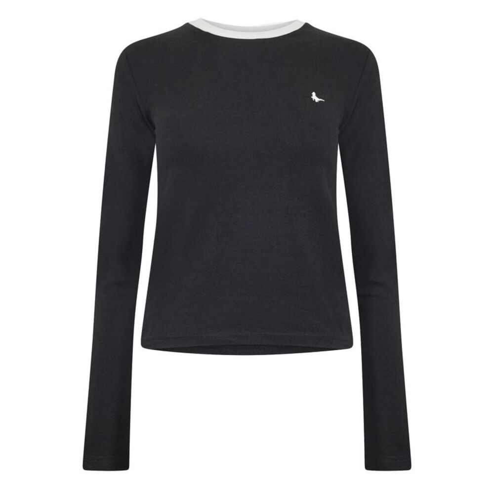 Jack Wills Womens/Ladies Trinkey Ringer Long-Sleeved T-Shirt / Black